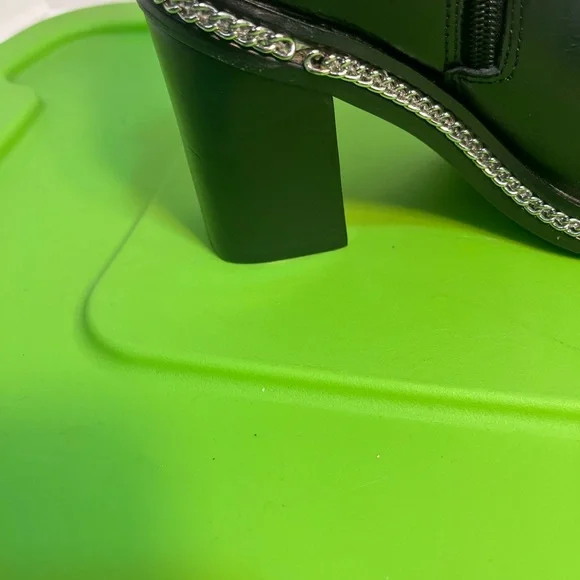 Vince Camuto Black Open-Toe Leather Ankle Booties with Silver Trim - Picture 7 of 15